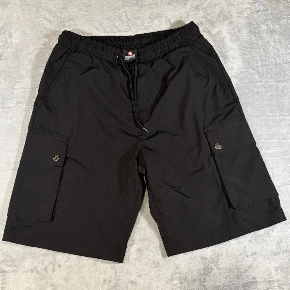 Y2K Vintage Southpole Techwear Cargo Utility Shorts | Black | Medium